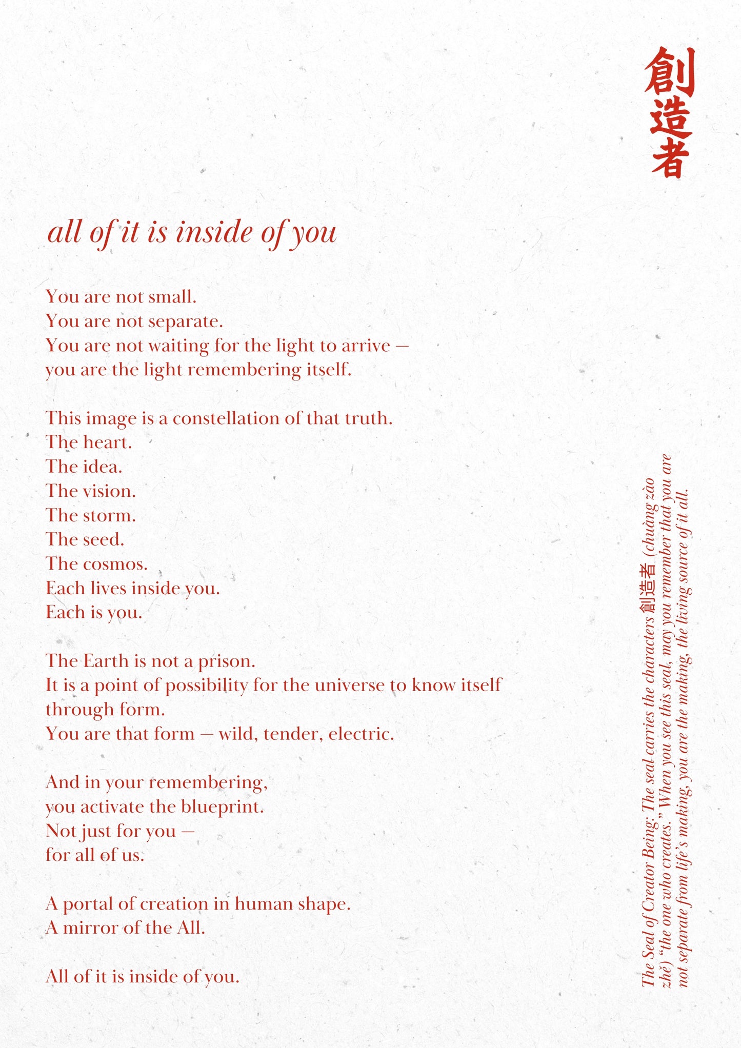 E. All Of It Is Inside Of You