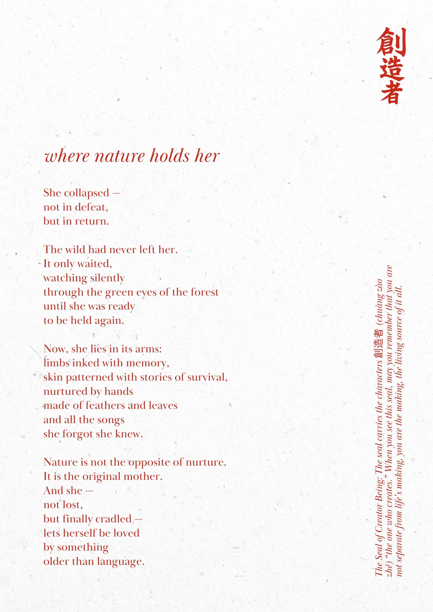 G. Where Nature Holds Her